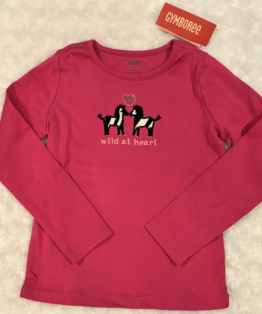 NWT Wild One Pink Zebra Applique Embroidery Pink "Wild at Heart" Tee Top 6
